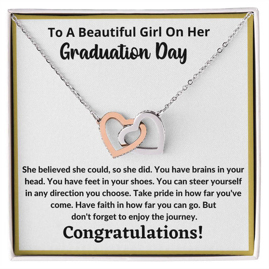 To A Beautiful Girl On Her Graduation | Interlocking Hearts necklace