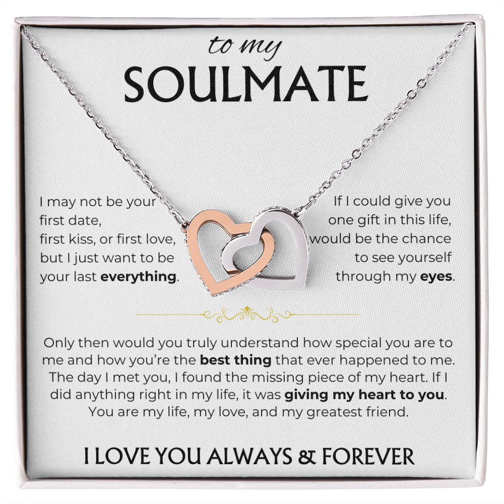 To My Soulmate | Giving my heart to you | Interlocking Hearts Necklace