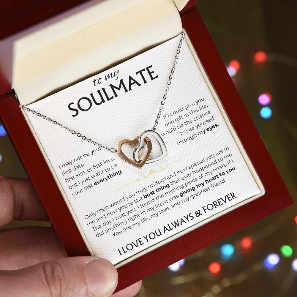 To My Soulmate | Giving my heart to you | Interlocking Hearts Necklace