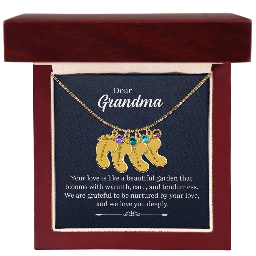 To My Mommy | Engraved Baby Feet with Birthstones