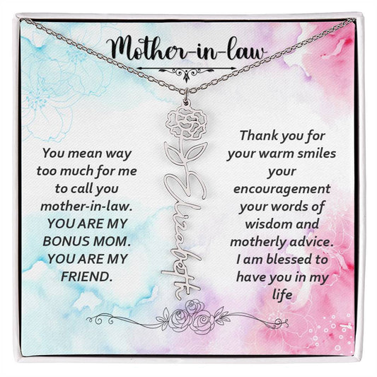 To my mother-in-law | Flower Name Necklace