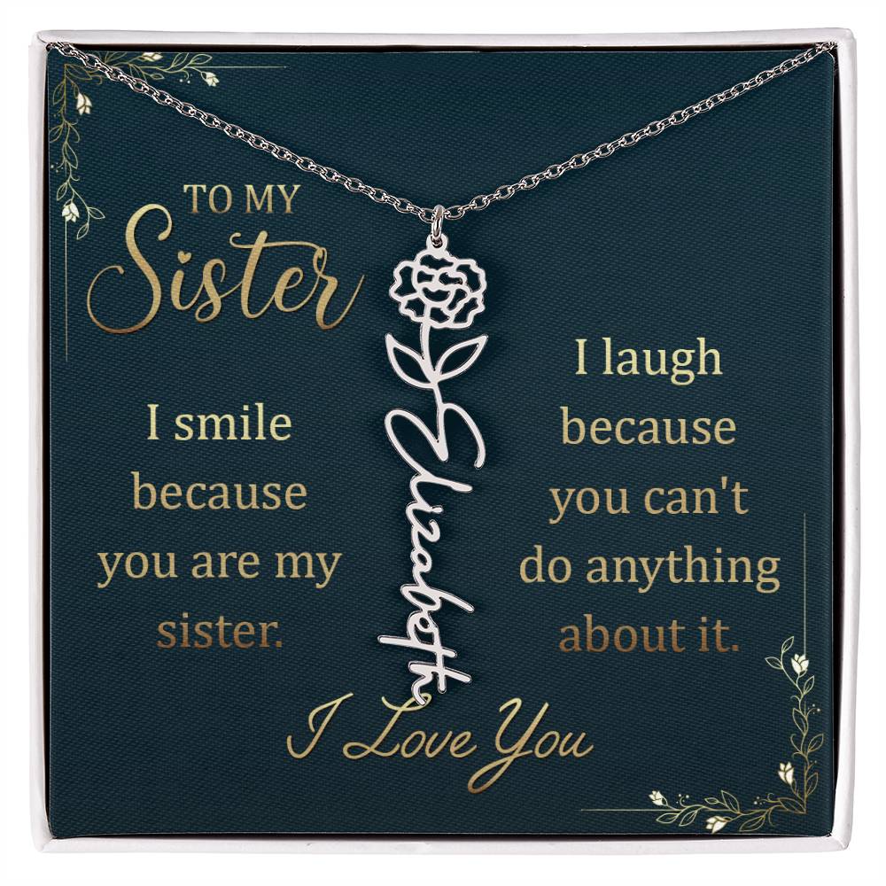 To my sister - I Smile | Flower Name Necklace