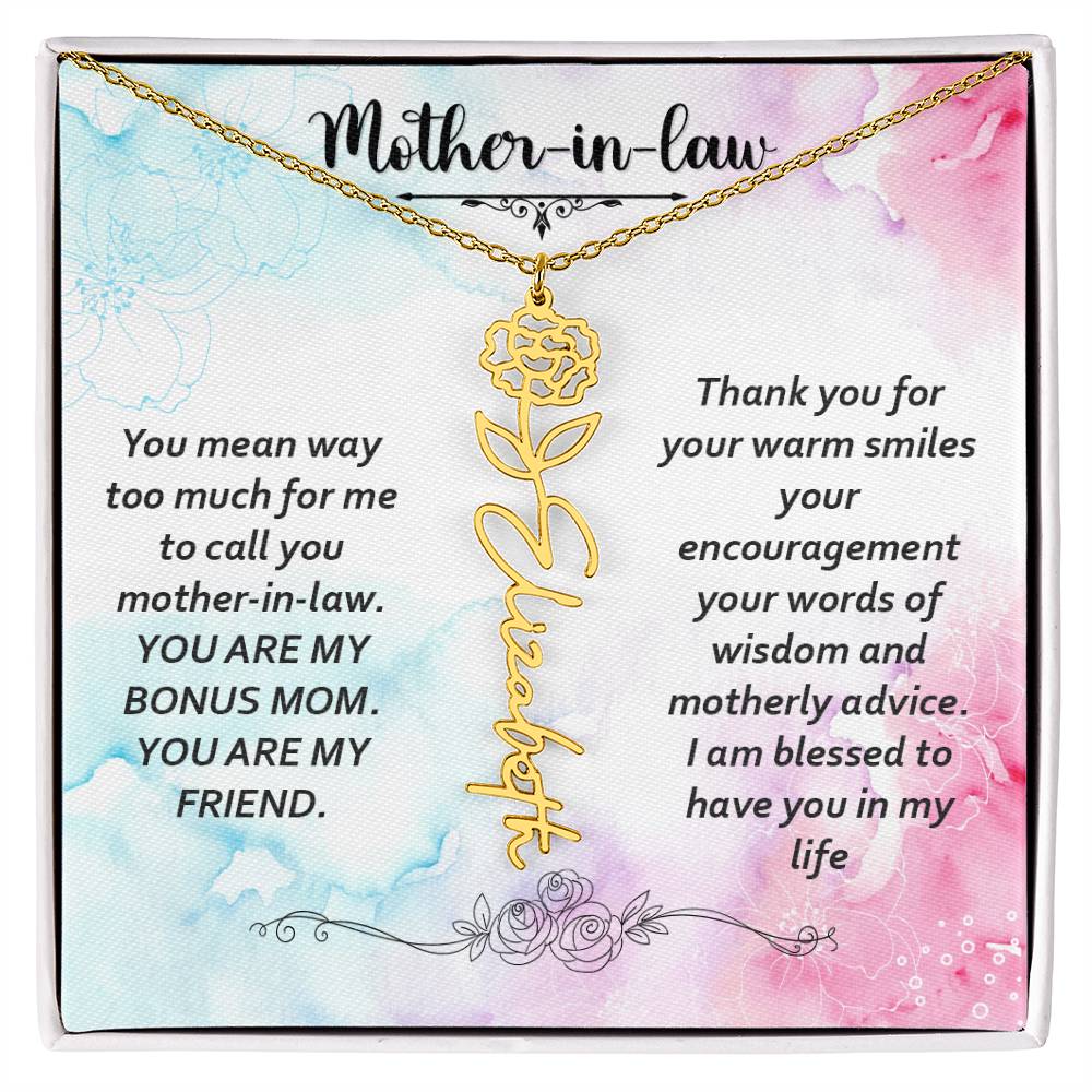 To my mother-in-law | Flower Name Necklace