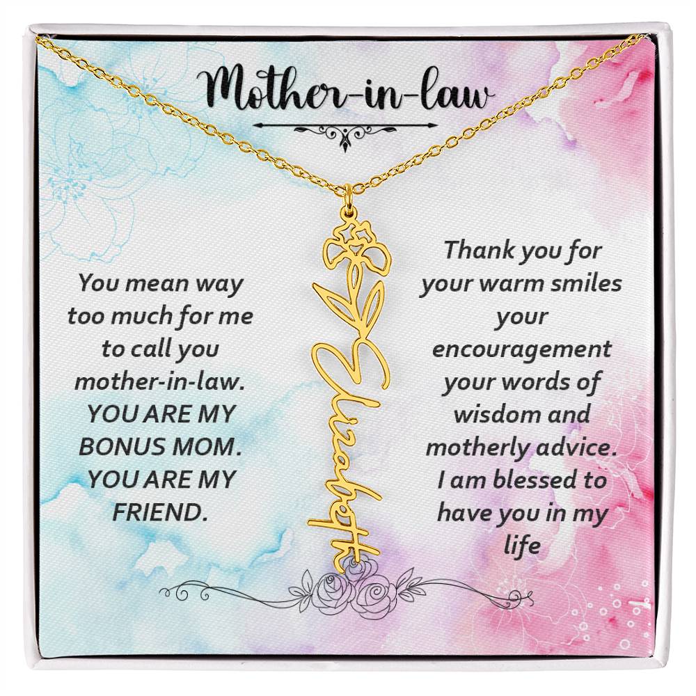 To my mother-in-law | Flower Name Necklace