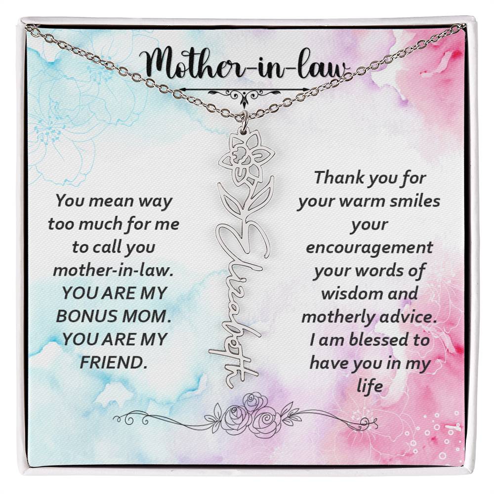 To my mother-in-law | Flower Name Necklace