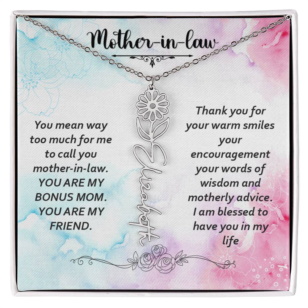 To my mother-in-law | Flower Name Necklace