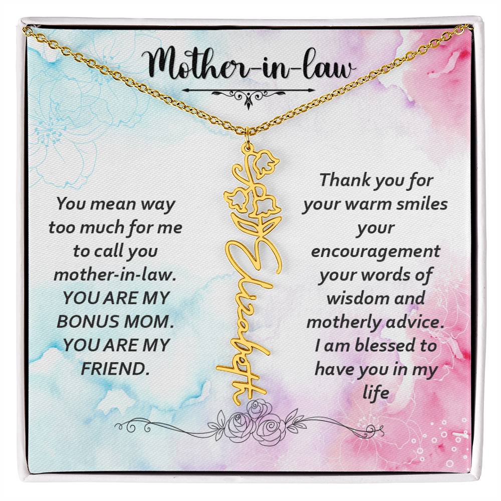 To my mother-in-law | Flower Name Necklace