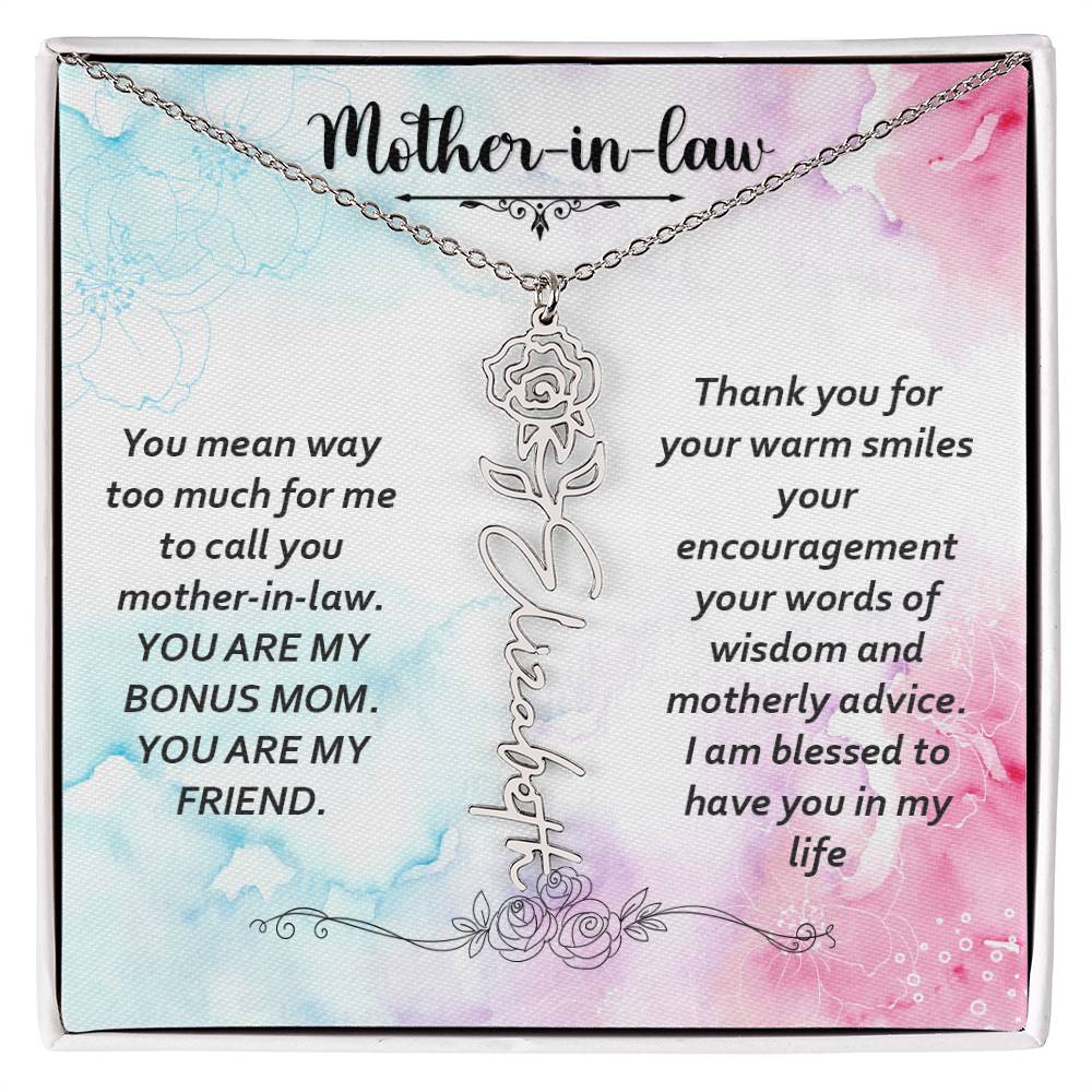 To my mother-in-law | Flower Name Necklace