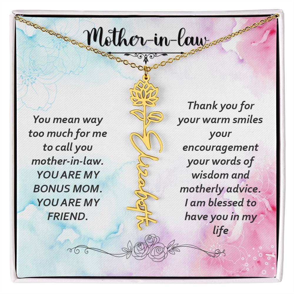 To my mother-in-law | Flower Name Necklace