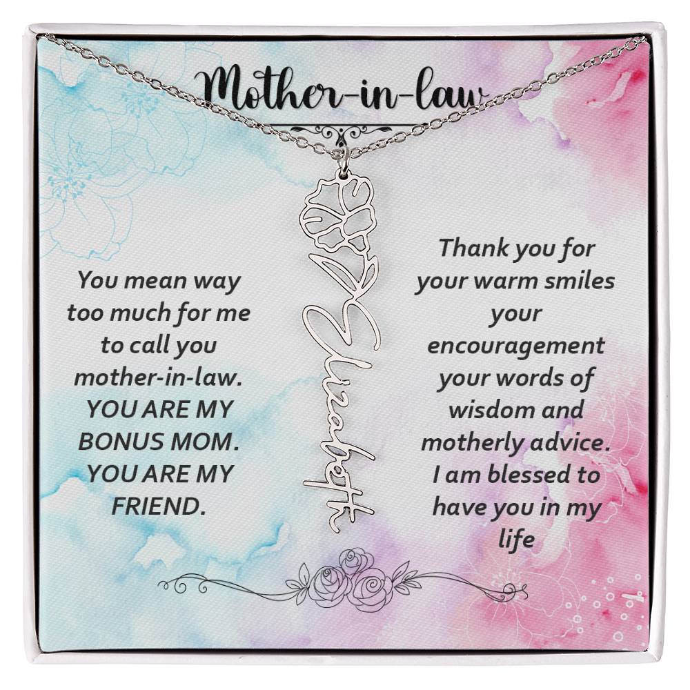 To my mother-in-law | Flower Name Necklace