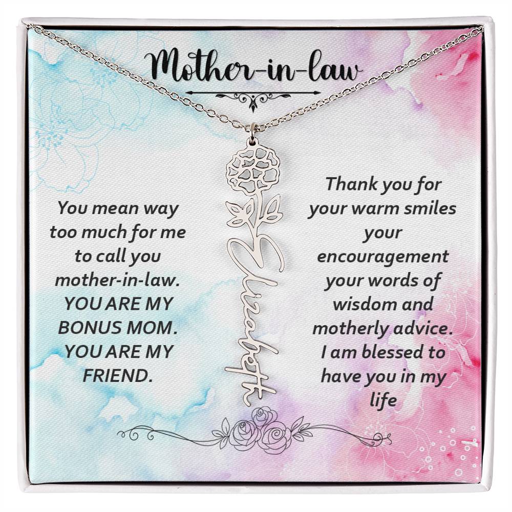 To my mother-in-law | Flower Name Necklace