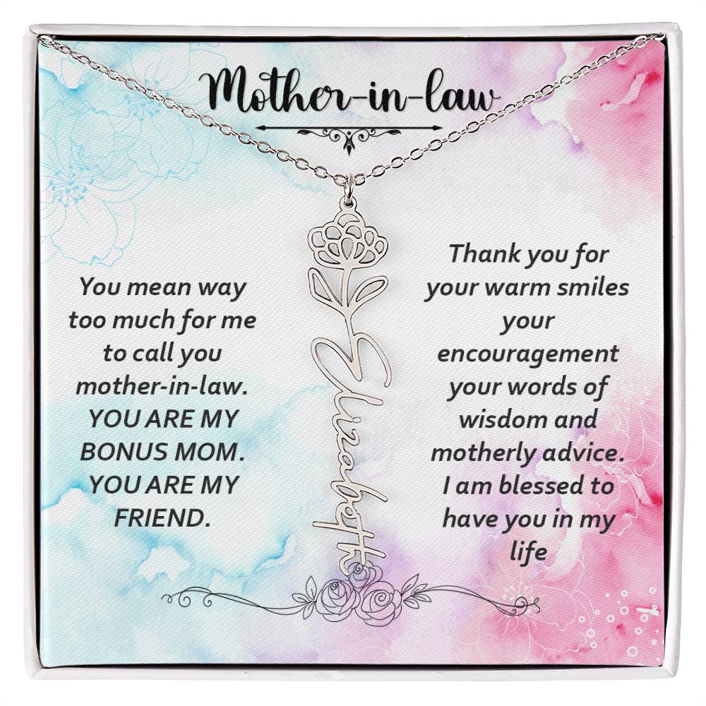 To my mother-in-law | Flower Name Necklace