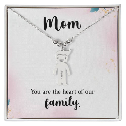 Mom - you are the heart of our family | Kid Charm Necklace