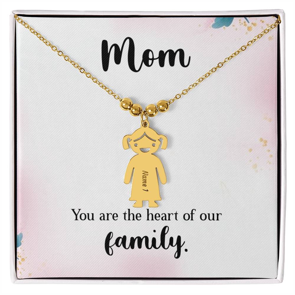 Mom - you are the heart of our family | Kid Charm Necklace