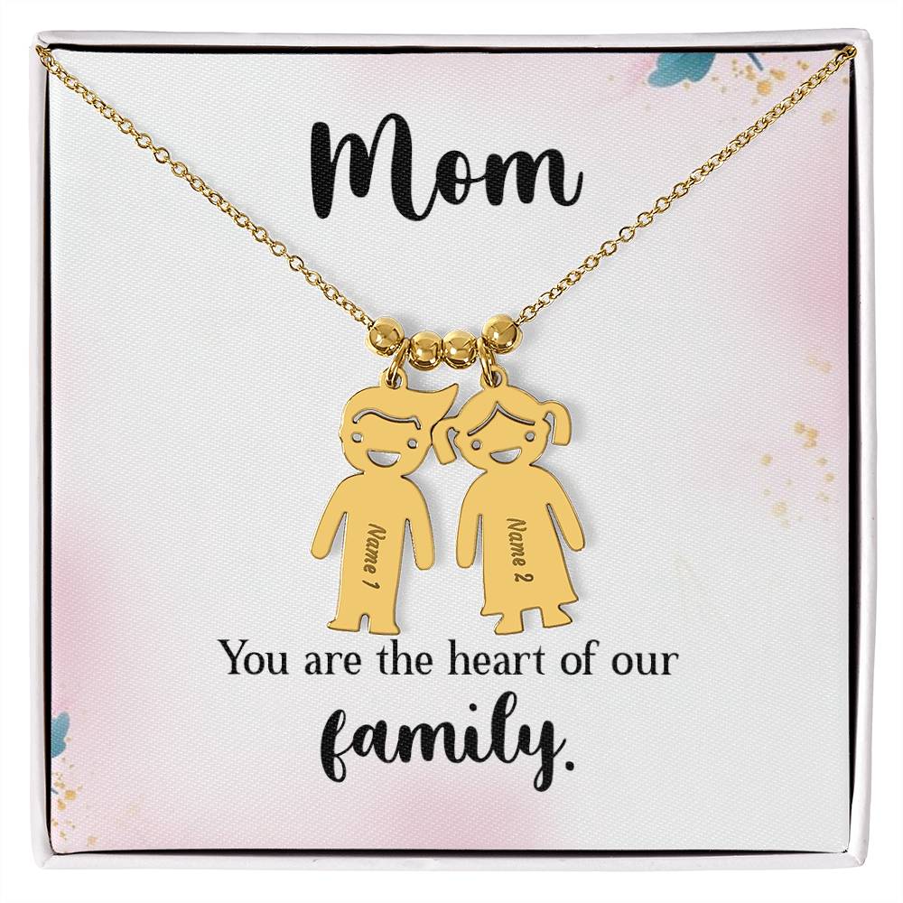 Mom - you are the heart of our family | Kid Charm Necklace