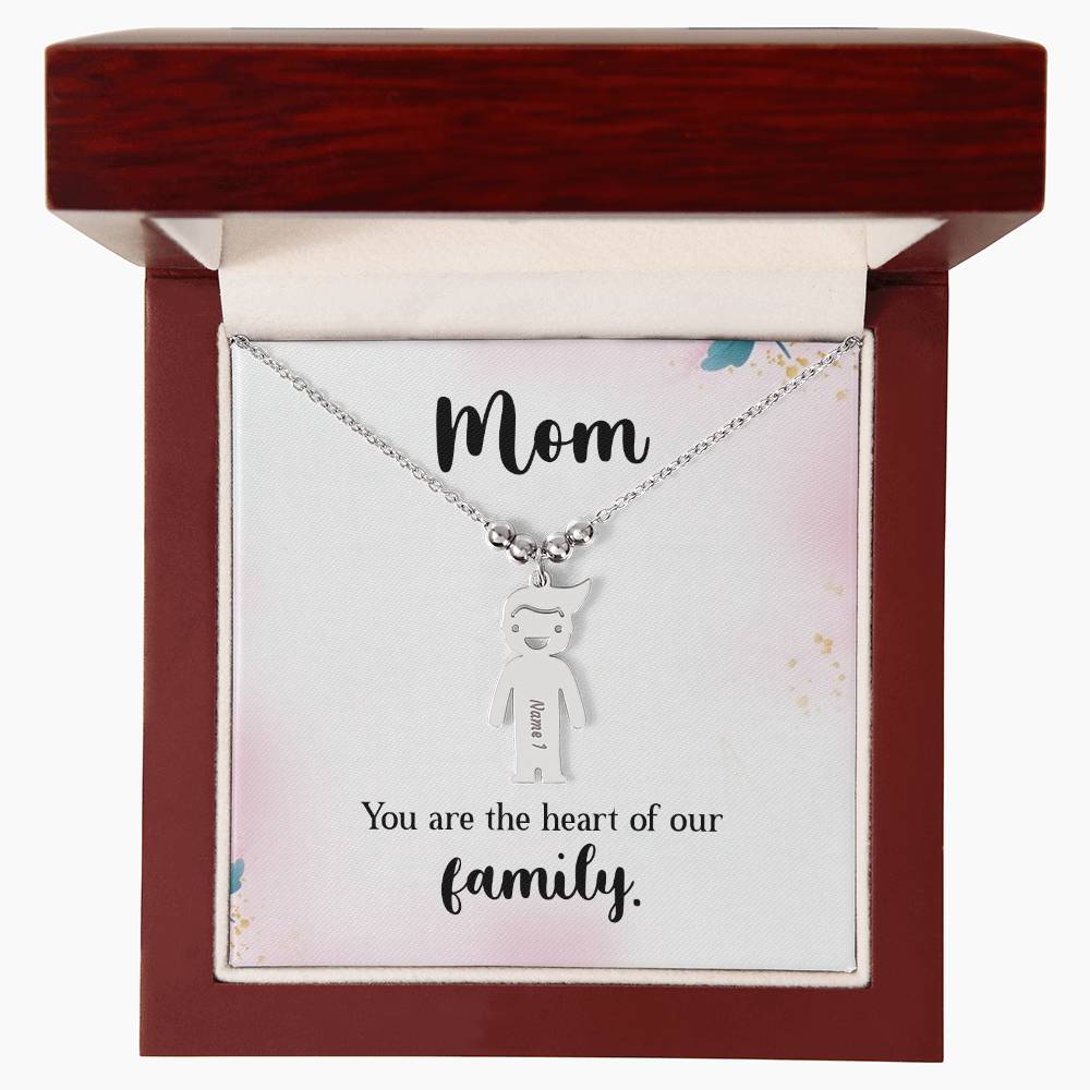 Mom - you are the heart of our family | Kid Charm Necklace