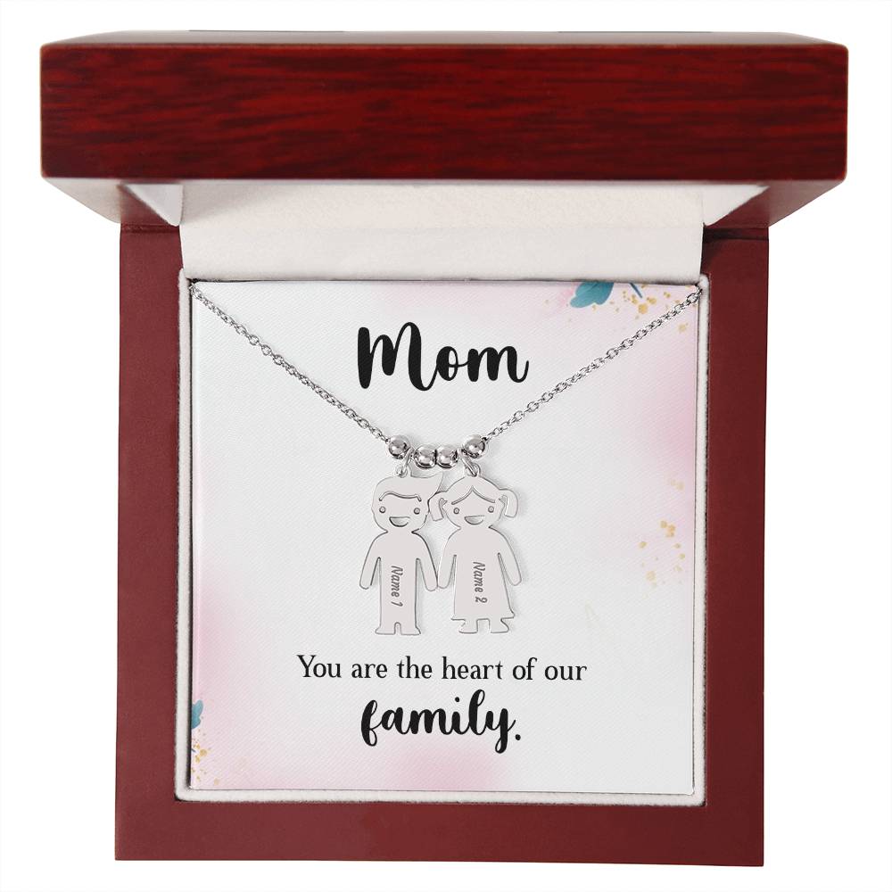 Mom - you are the heart of our family | Kid Charm Necklace