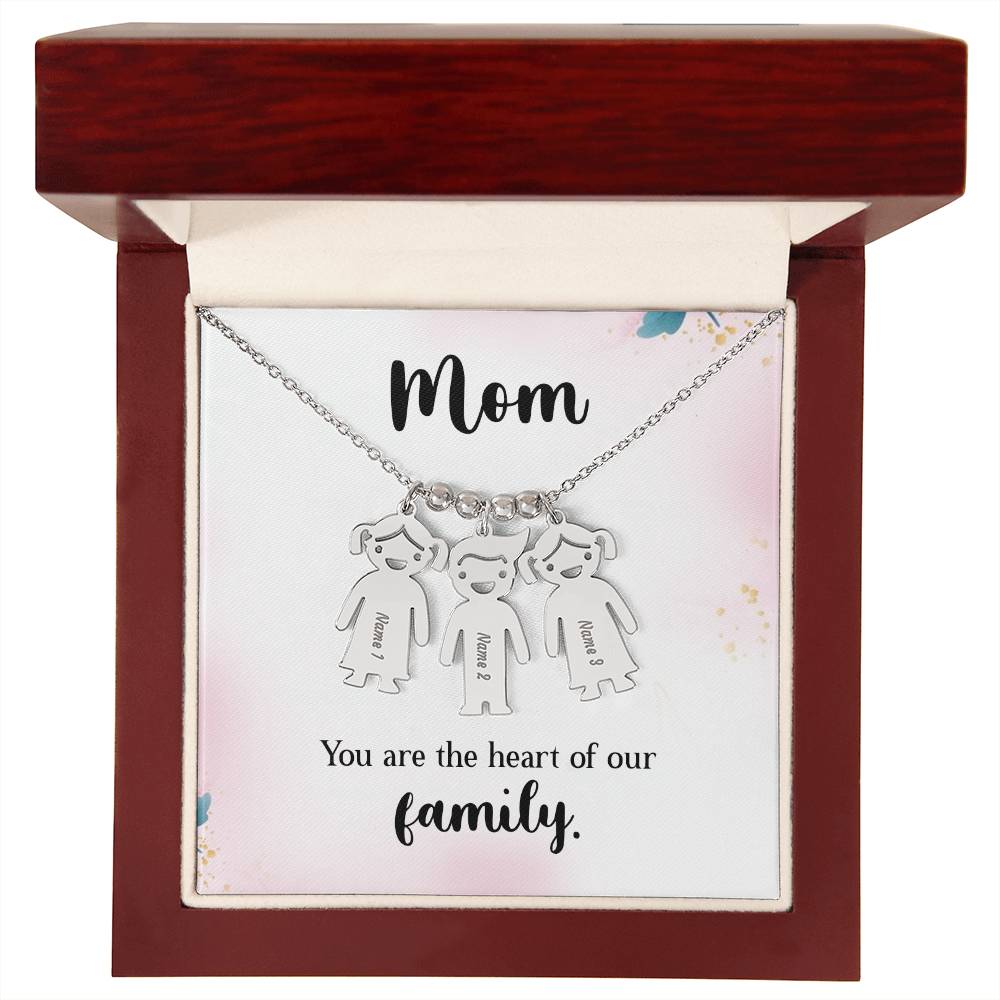 Mom - you are the heart of our family | Kid Charm Necklace