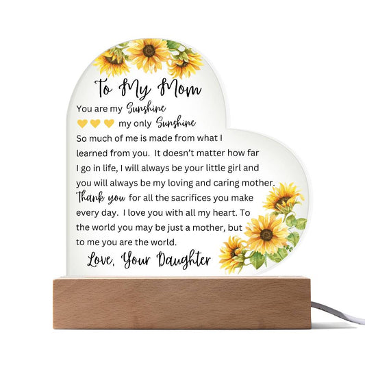 To My Mom | Printed Heart Acrylic Plaque