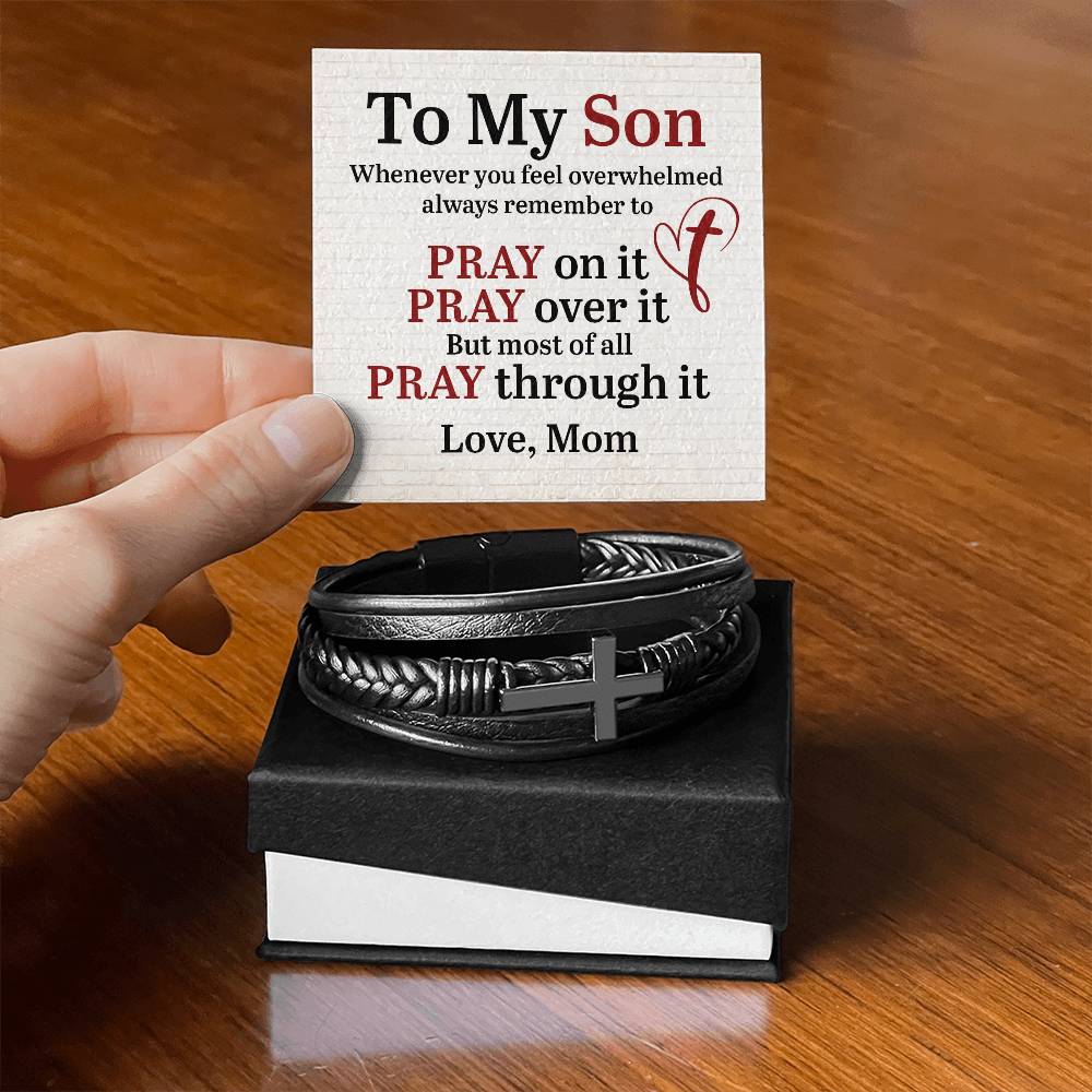 To My Son Love, Mom | Men's Cross Bracelet