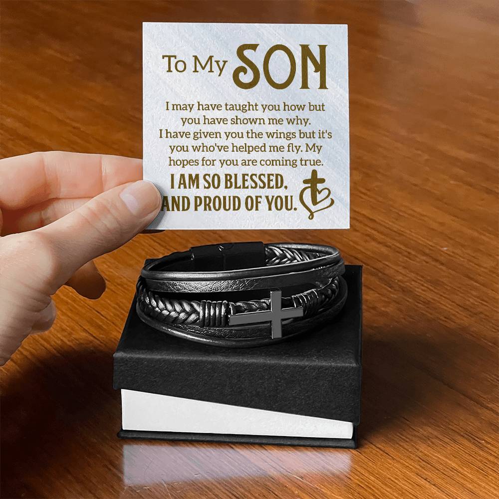 To My Son Pround of You | Men's Cross Bracelet