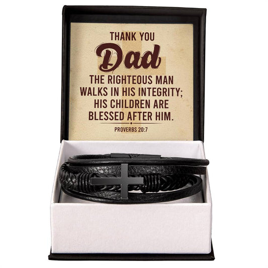 Dad Proverbs 20:7 | Men's Cross Bracelet