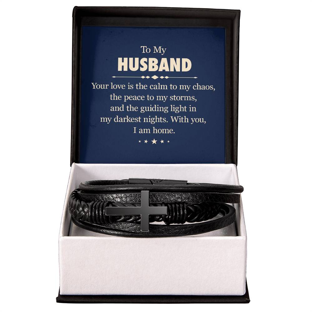 To My Husband I am Home | Men's Cross Bracelet