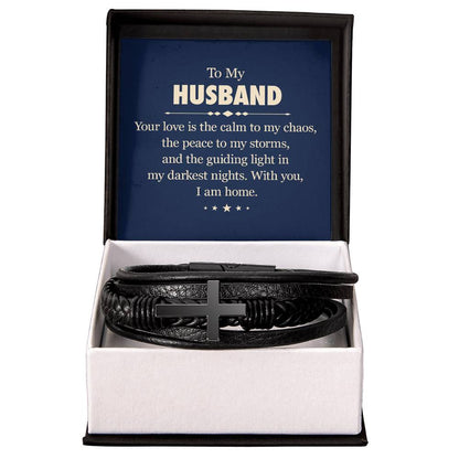 To My Husband I am Home | Men's Cross Bracelet