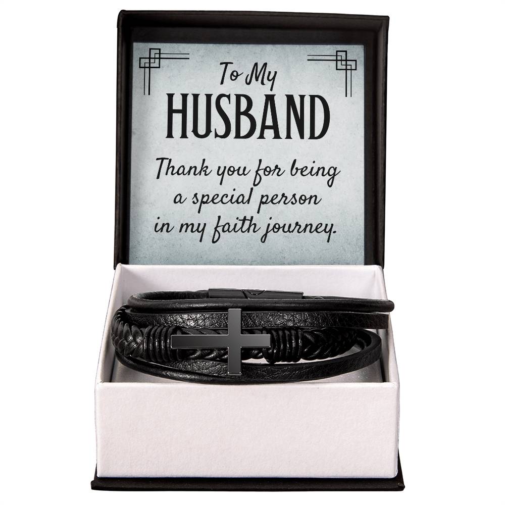 To My Husband Faith Journey | Men's Cross Bracelet