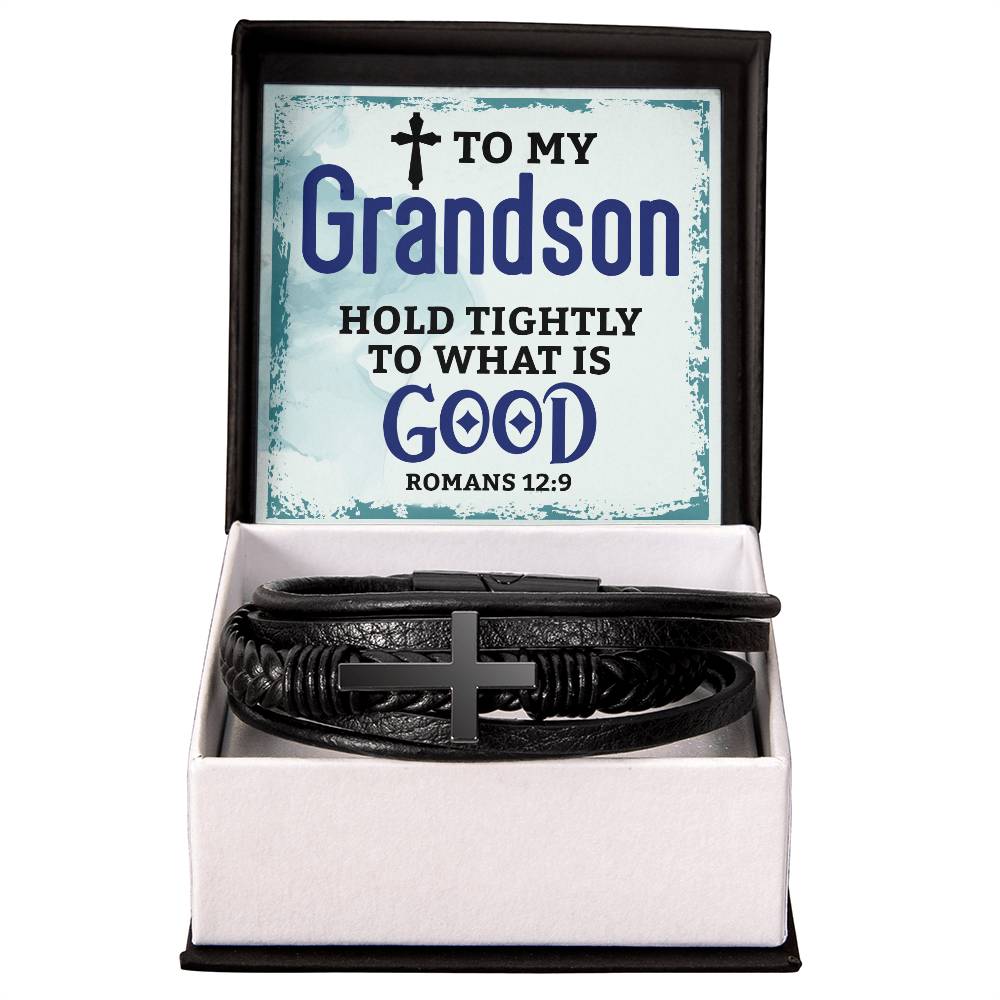 Grandson Romans 12:9 | Men's Cross Bracelet