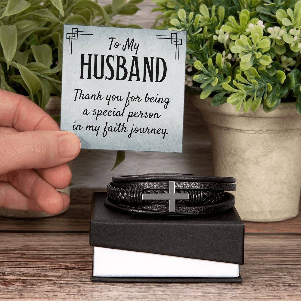 To My Husband Faith Journey | Men's Cross Bracelet