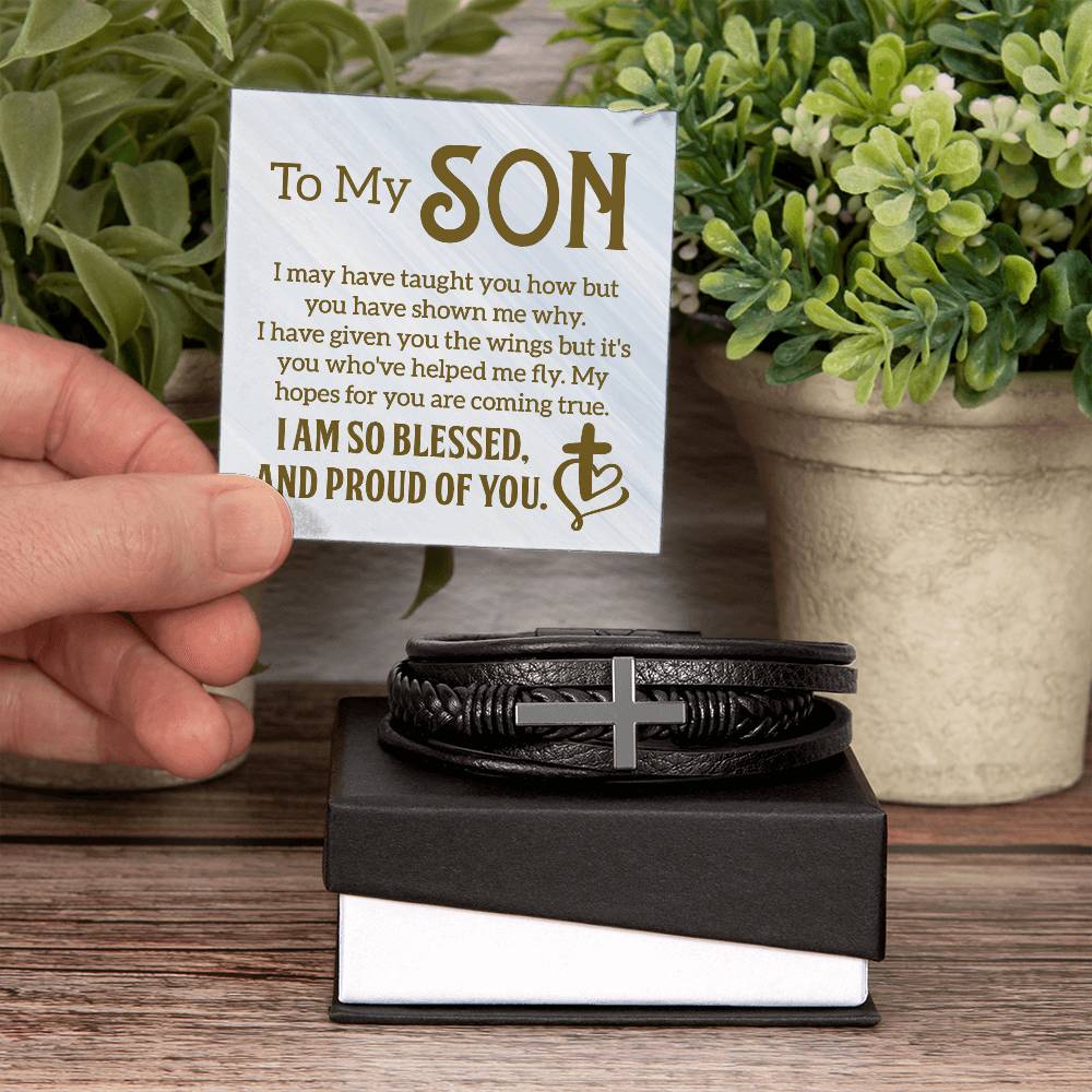 To My Son Pround of You | Men's Cross Bracelet