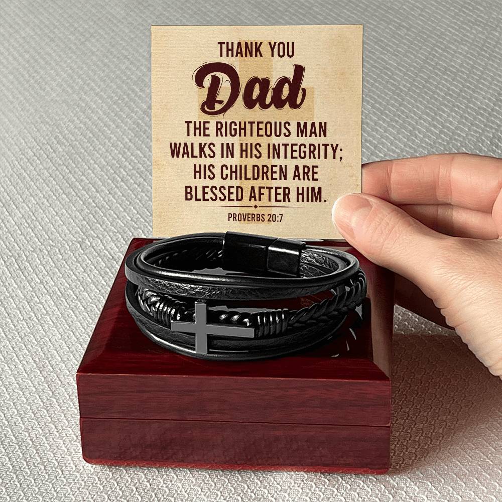 Dad Proverbs 20:7 | Men's Cross Bracelet