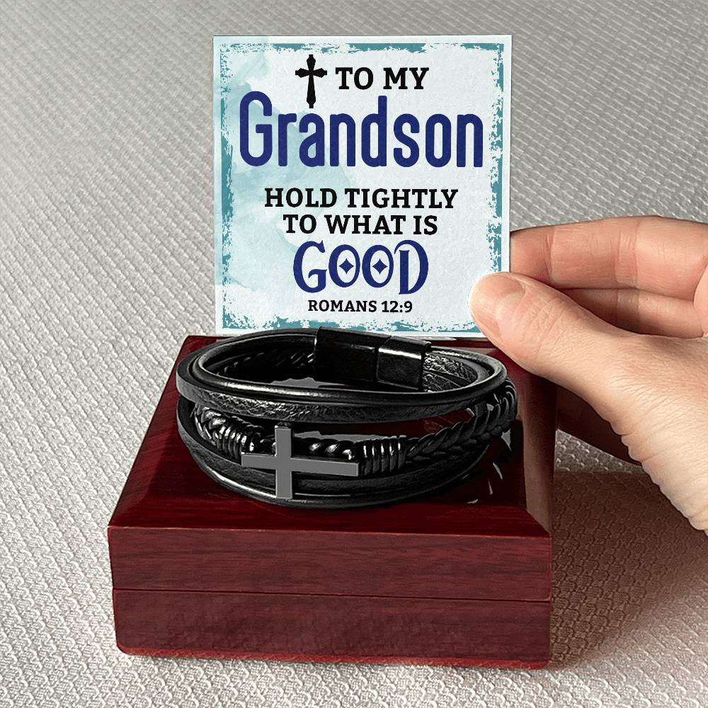 Grandson Romans 12:9 | Men's Cross Bracelet