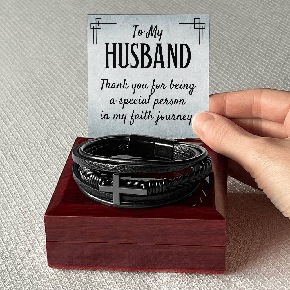 To My Husband Faith Journey | Men's Cross Bracelet