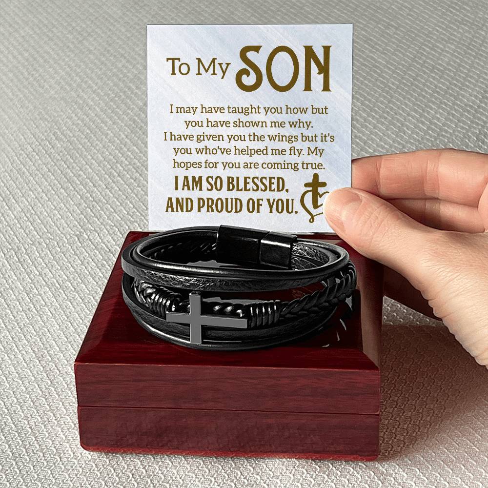 To My Son Pround of You | Men's Cross Bracelet