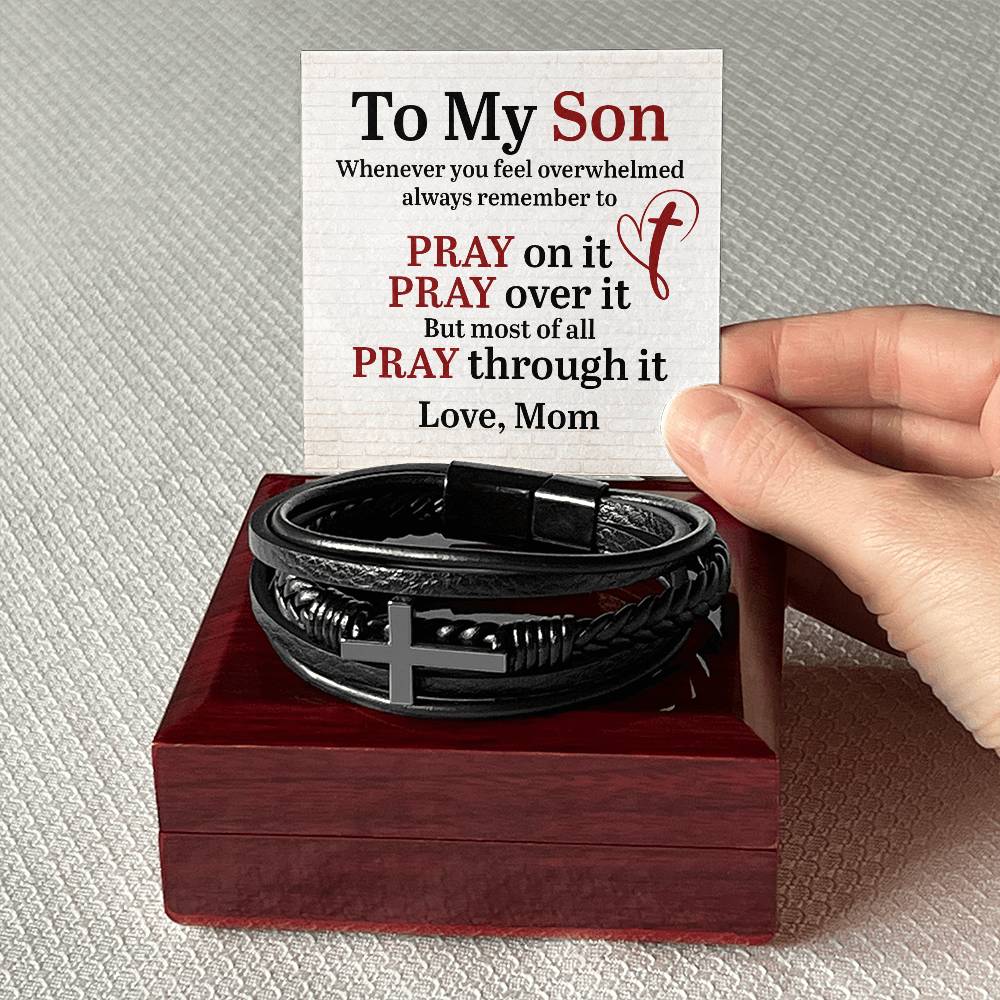 To My Son Love, Mom | Men's Cross Bracelet