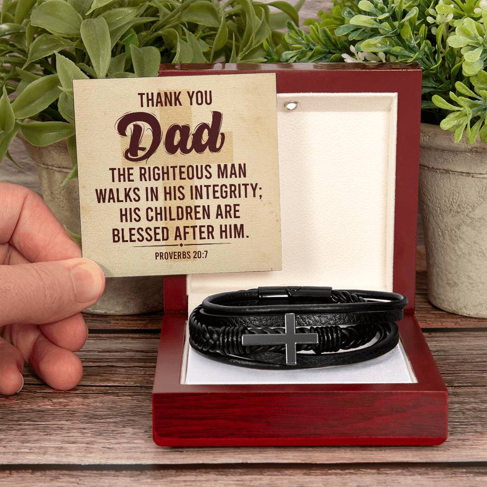 Dad Proverbs 20:7 | Men's Cross Bracelet