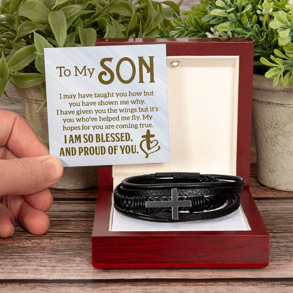 To My Son Pround of You | Men's Cross Bracelet