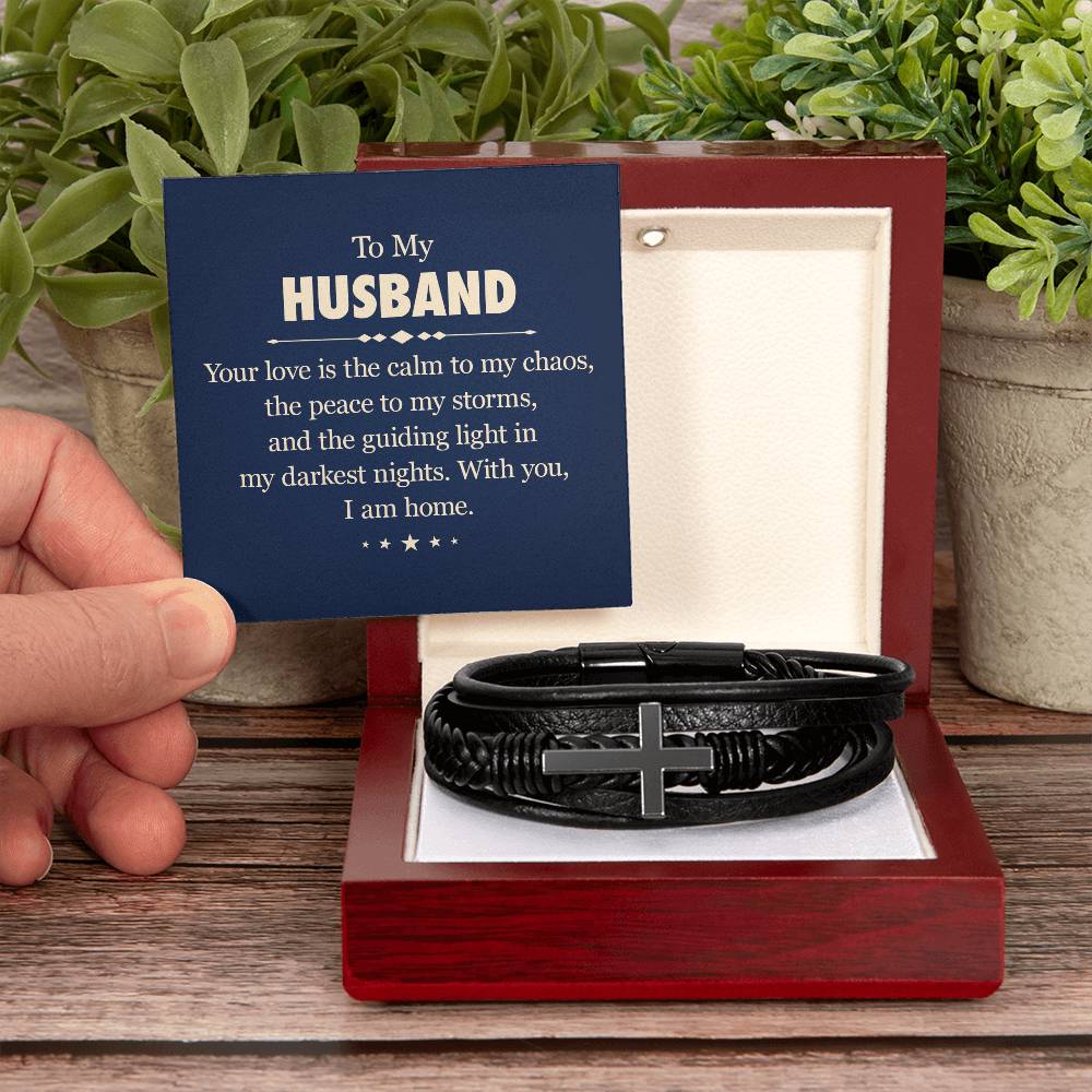 To My Husband I am Home | Men's Cross Bracelet