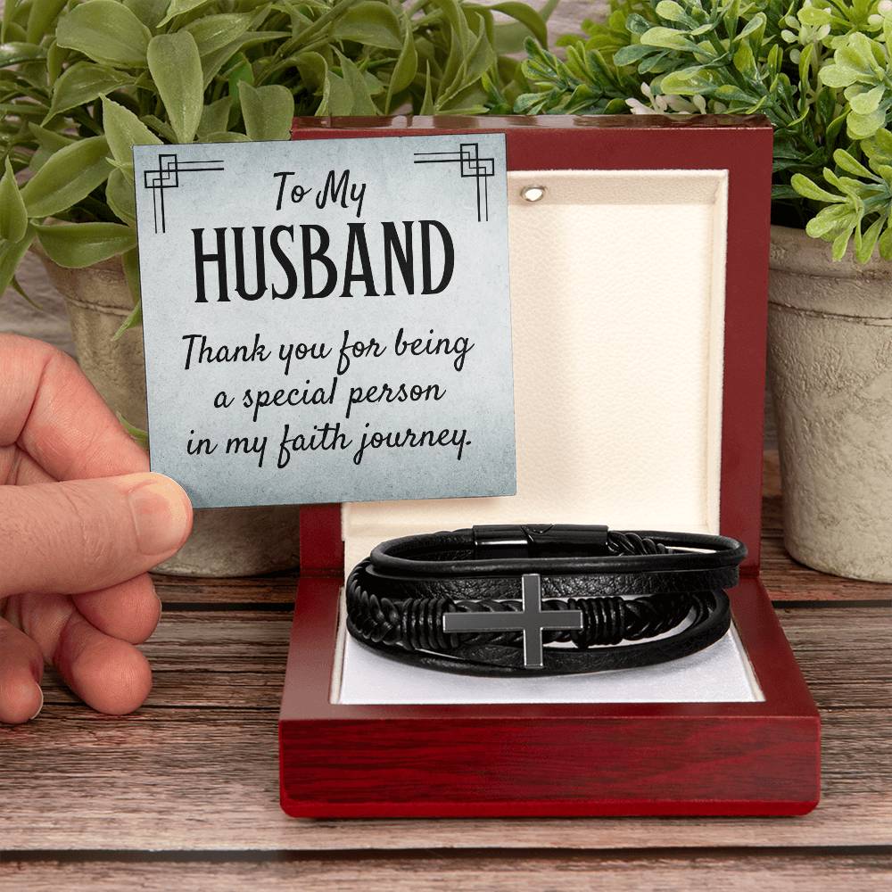 To My Husband Faith Journey | Men's Cross Bracelet