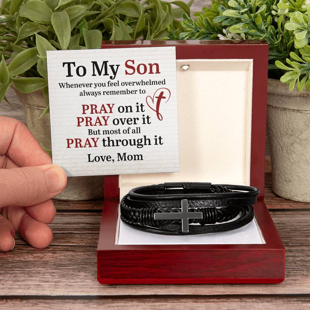 To My Son Love, Mom | Men's Cross Bracelet