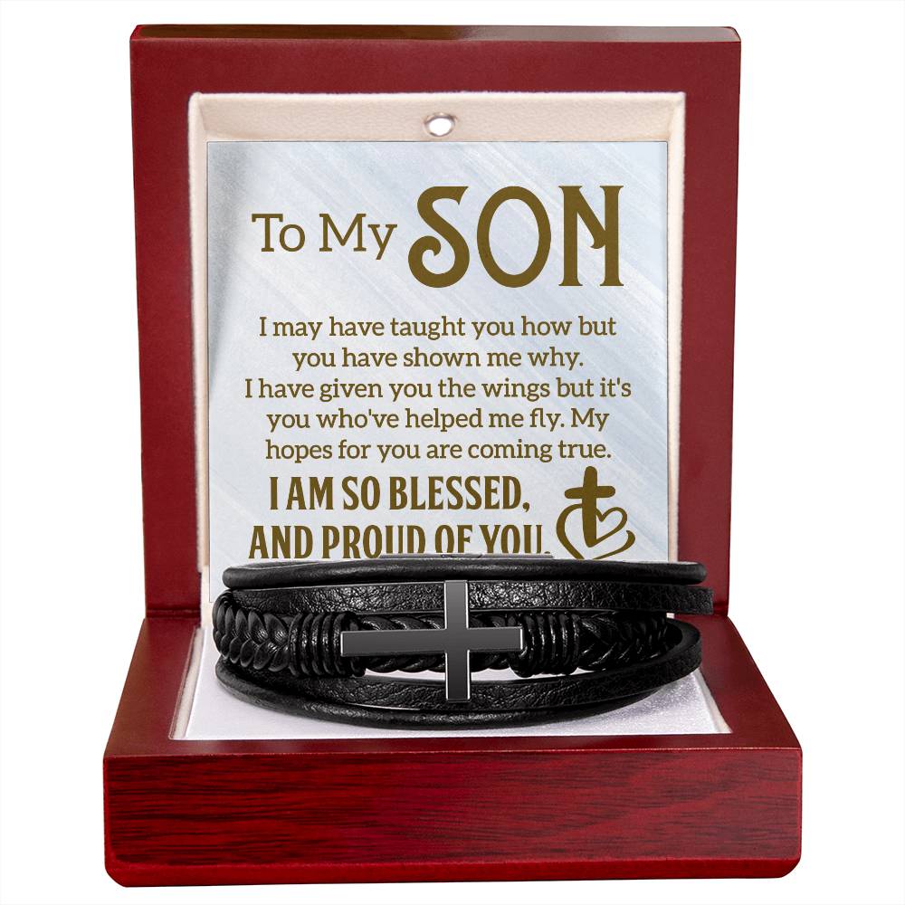 To My Son Pround of You | Men's Cross Bracelet