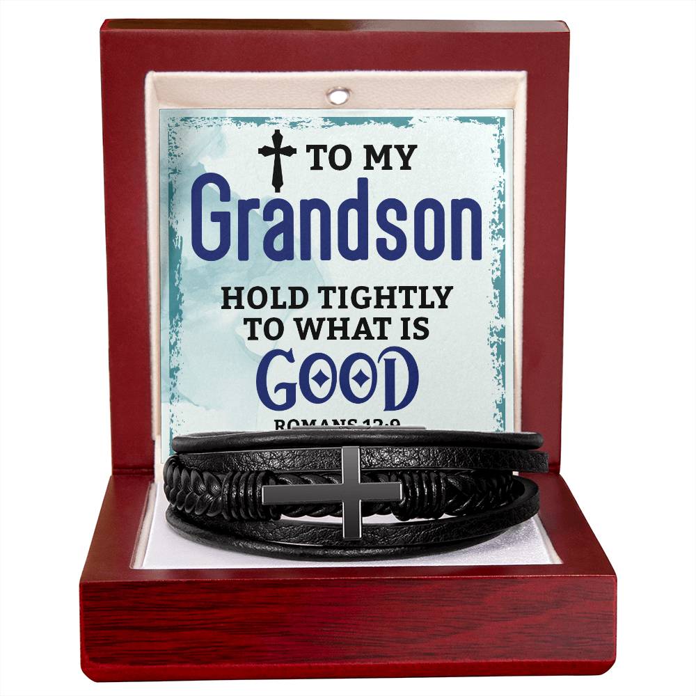 Grandson Romans 12:9 | Men's Cross Bracelet