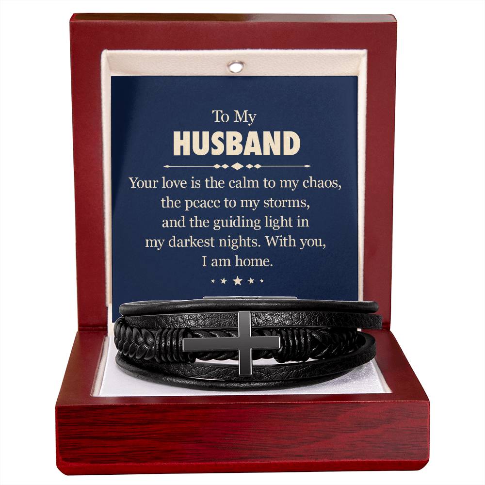 To My Husband I am Home | Men's Cross Bracelet