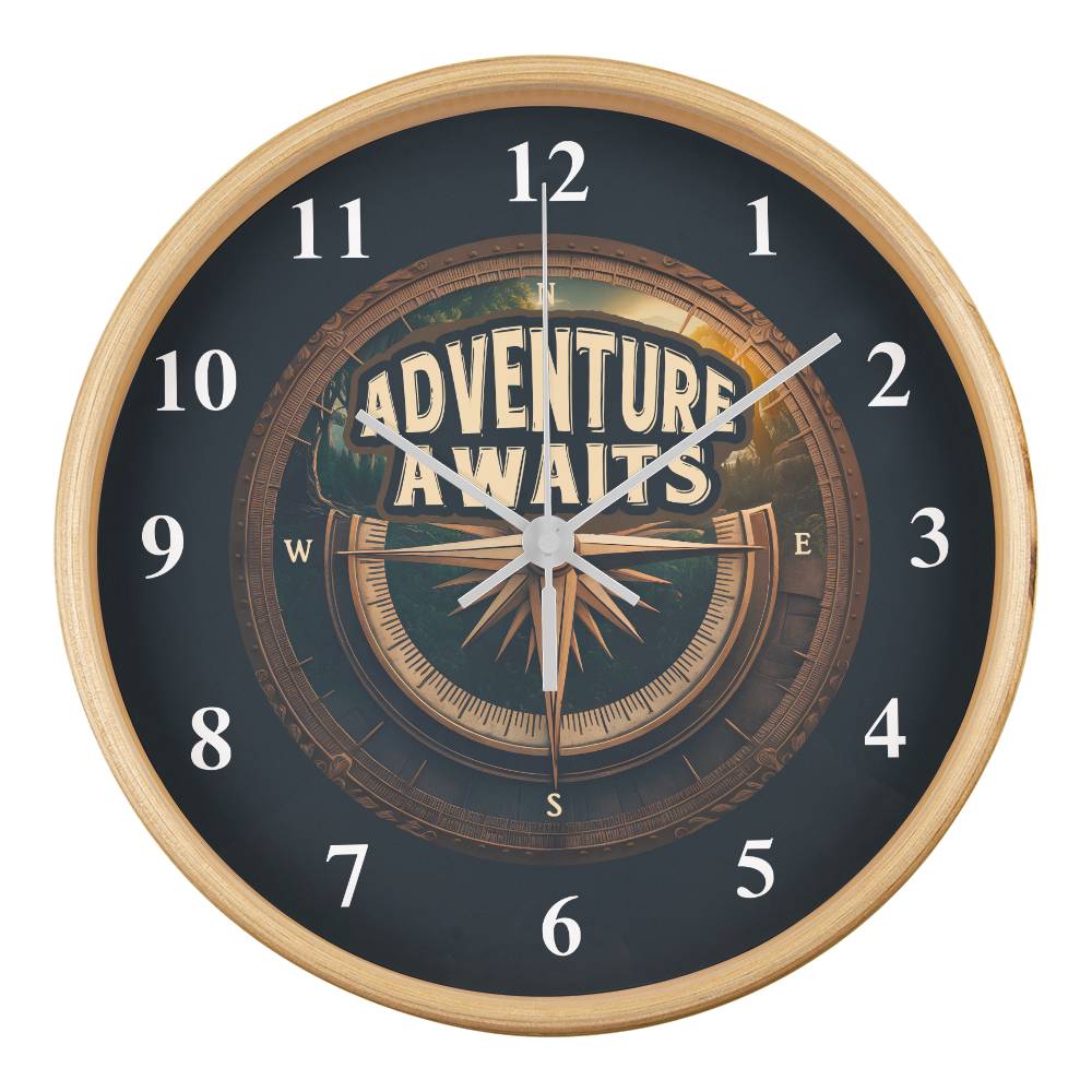 Adventure Awaits | Wooden Frame 10" Clock