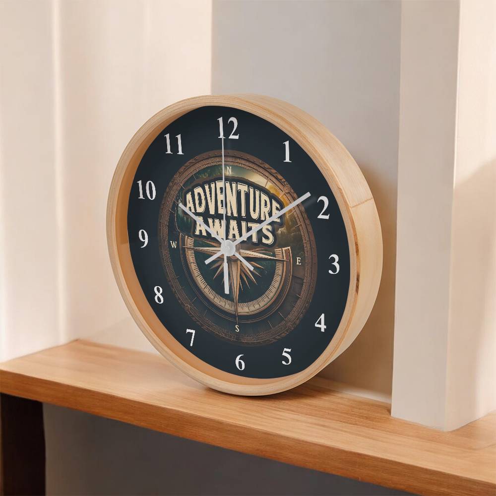 Adventure Awaits | Wooden Frame 10" Clock