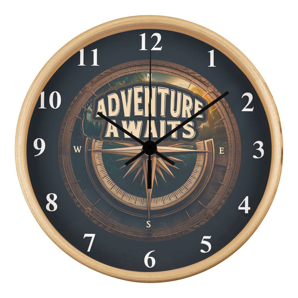 Adventure Awaits | Wooden Frame 10" Clock