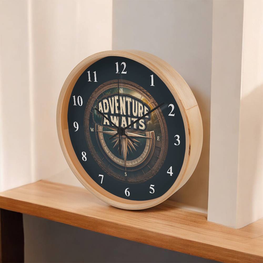 Adventure Awaits | Wooden Frame 10" Clock