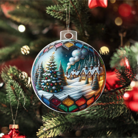 Custom Photo Family In Christmas Ball - Personalized Acrylic Photo Ornament